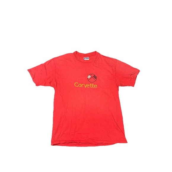 Vintage Hanes Beefy‎ Tag Corvette Cross Flags T-Shirt Men’s Size Large Red - Picture 1 of 5